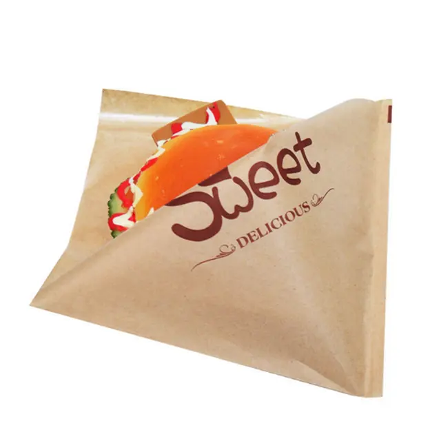 맞춤형 빠른 음식 빵 내열성 크래프트 종이 샌드위치 가방