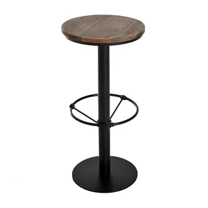 금속 안뜰 가구 조절 카페 식사 나무 라운드 바 테이블