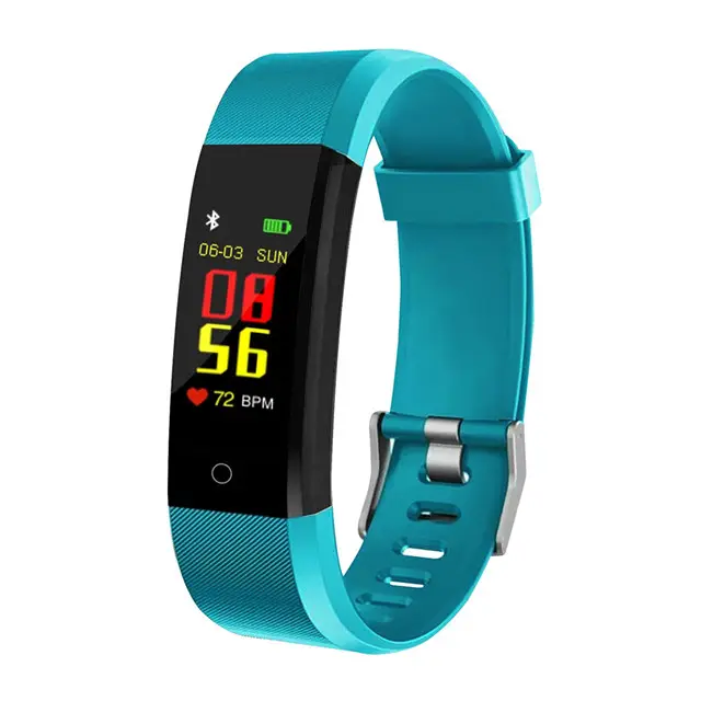 new year gift Big colorful smart watch bluetooth blood pressure heart rate fitness sport 115 Plus smart band bracelet watch
