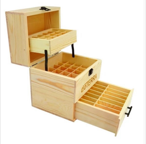Boîte de rangement pour huiles essentielles <span class=keywords><strong>Doterra</strong></span> en bois de pin à 3 niveaux et 59 emplacements, boîte en bois pour huiles essentielles Young Living - Product Image 2