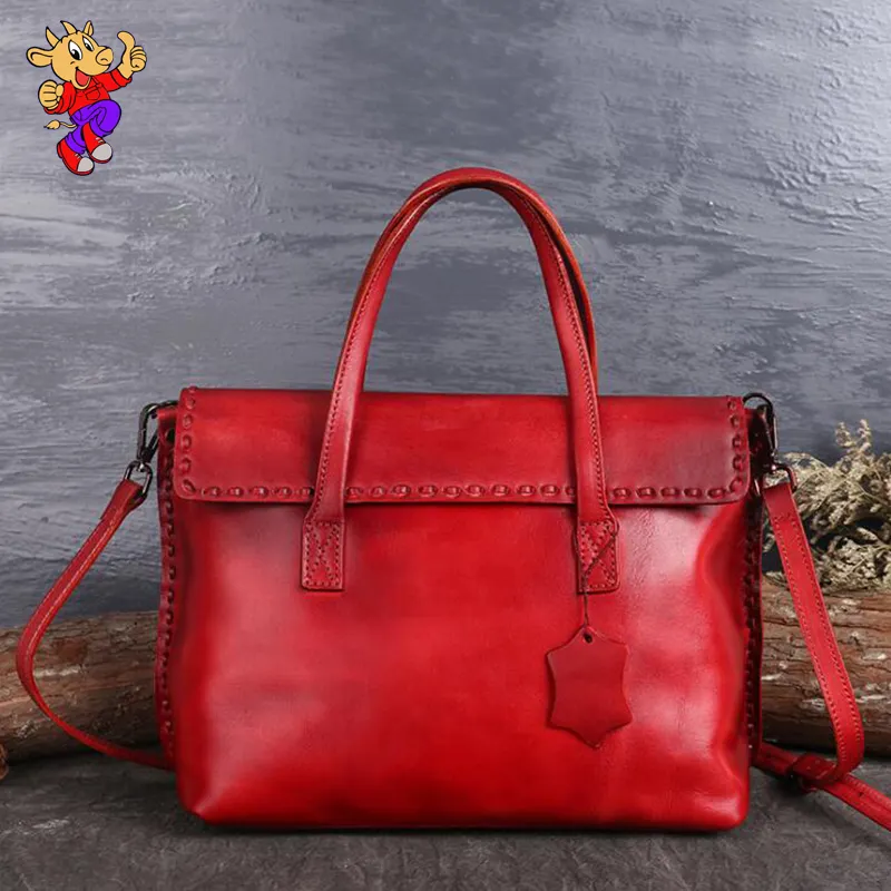 Original Retro Leather Clamshell Luxury Women Bag Sewing Line Handmade Bags Crossbody Messenger Shoulder Bag Genuine Leather