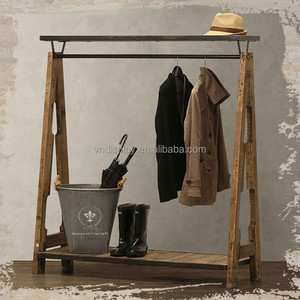 Standing <b>Coat</b> Rack <b>Hanger</b> Multifunction Iron & <b>Wood</b> Clothing Organizer for Living Room - Product Image 1