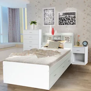 Cheap High Quality Wooden Bed with Storage for Sale Modern White Style Bedroom Furniture