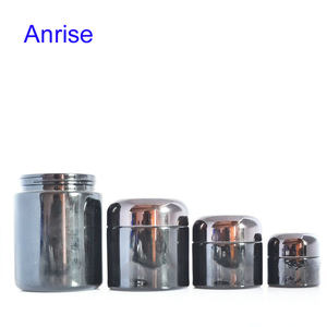 Lüks 5ml 15ml 30ml 50m 100m 200ml UV menekşe göz kremi cam kavanoz yuvarlak siyah menekşe siyah krem cam kavanoz düz kapak - Product Image 3