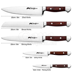 Bộ Dao Nhà Bếp Đa Năng 6 Mảnh Với Khối Gỗ, Bộ Dao Đầu Bếp, Dao Trái Cây Bằng Thép Không Gỉ Đức - Product Image 2