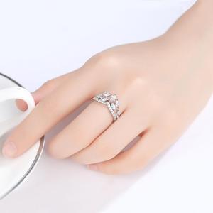 <span class=keywords><strong>Anello</strong></span> LUOTEEMI in Zirconia Cubica Placcato Oro Bianco Rodiato per Donne, Stile Carino <span class=keywords><strong>con</strong></span> Zirconia Bianca, Anelli Aperti - Product Image 2