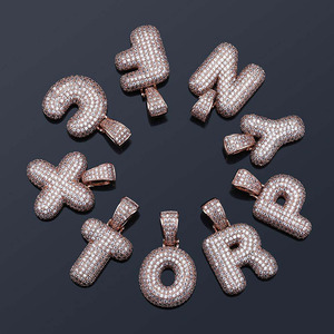 Colliers pendentifs en zircone cubique, imprimés à la main, 26 lettres, bijoux personnalisés, avec lettres gratuites