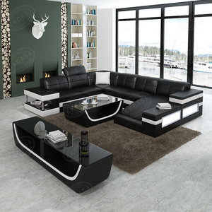 Canapé en cuir véritable en forme de <span class=keywords><strong>U</strong></span> de haute qualité pour salon italien moderne Fabriqué en Chine - Product Image 3