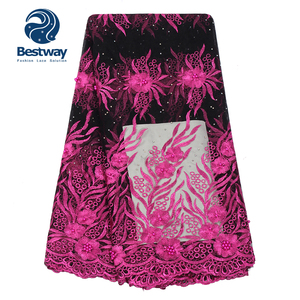 Kain Tule Bordir Bestway dengan Manik-manik Kain Renda <span class=keywords><strong>Tulle</strong></span> Lembut dari Guangzhou FL0363