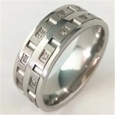 แหวนสวมพอดีตัวทำจากสเตนเลสสตีล,แหวนลายเพชร CZ คริสตัลเนื้อแหวนหมั้นใส่สบาย