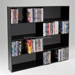 קיר רכוב אקריליק תקליטור DVD תצוגת מדפי, ברור/שחור אקריליק לגנוז - Product Image 2