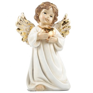 Decorazioni per la casa in fibra di vetro polyresin resina colorata cherubino bambino statua di angelo con Led ad anello - Product Image 2