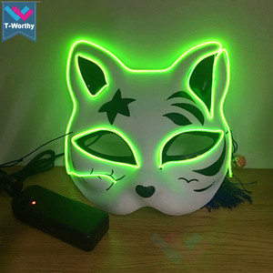 Halloween <span class=keywords><strong>Cat</strong></span> <span class=keywords><strong>Mask</strong></span> Neue LED Glowing PVC Dance Carnival <span class=keywords><strong>Party</strong></span> Maske mit Sound aktivierung für DJ Dance Shows