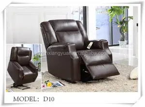 Lazy boy-silla reclinable eléctrica de cuero marrón oscuro para hombre mayor