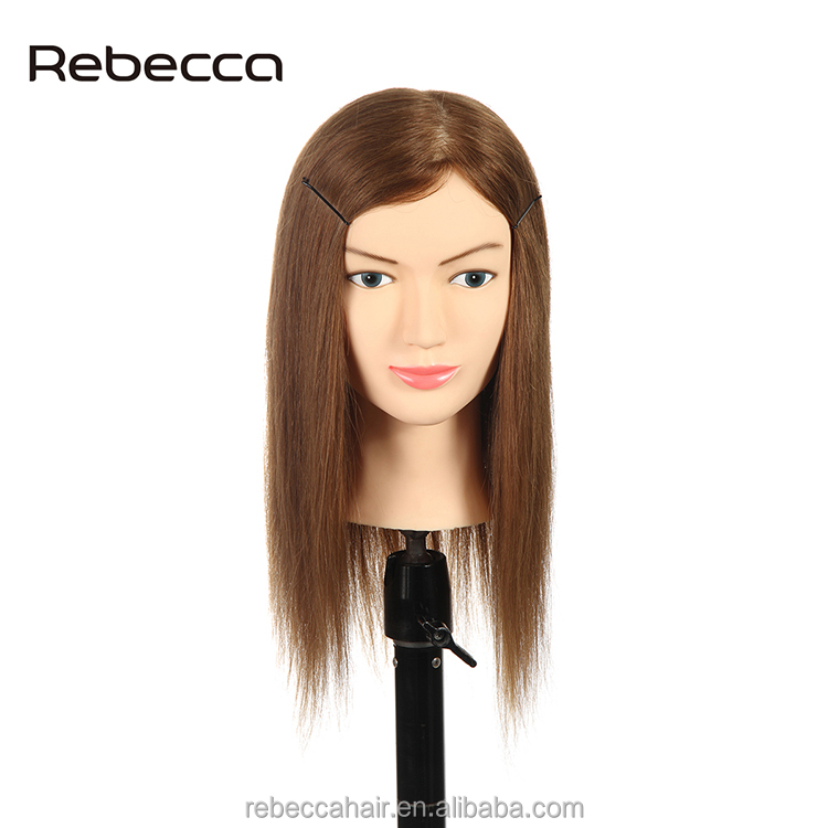 Коричневые человеческие волосы Rebecca 8-26 дюймов, красивый парикмахерский манекен, тренировочная голова манекена, голова манекена без Плеч