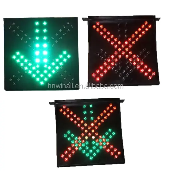 Tunnel lane safety red cross and green arrow traffic control signal light