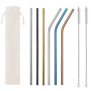 Eco Friendly Reusable Gold Metal Straws Stainless Steel Drinking straws With Logo