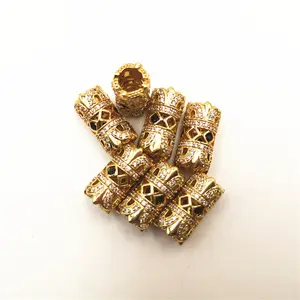 jewelry findings components top quality shiny tube beads metal gold european fashion charm beads