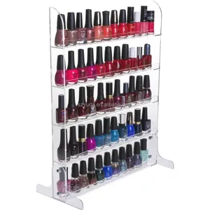 Bespoke claro 5 capas uñas de acrílico pantalla esmalte estante plexiglás Nail Polish Rack Asamblea acrílico manicura botella soporte de almacenamiento