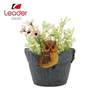 Pot de fleurs en forme de botte marron ancienne avec motif de hibou, pot de fleurs en forme de chaussure