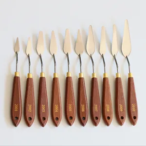 blick cuchillo de paleta Suppliers-Cuchillo de paleta de hoja de acero inoxidable con mango de madera soldado/cuchillo de pintura/espátula
