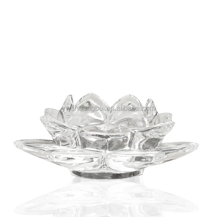 wholesale clear crystal lotus flower candle holder for decoration