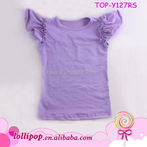 Ragazza Ultime Top Design Ragazze di Colore Puro Volant Svolazzano Top T-Shirt di Cotone Bianco T-shirt Estate Dei Bambini Boutique di Abbigliamento - Product Image 3
