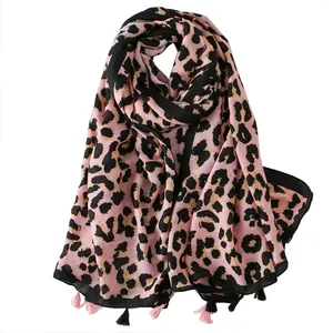 Bufanda Sexy con estampado de León para mujer, chal de viscosa, Pashmina, Hijab musulmán