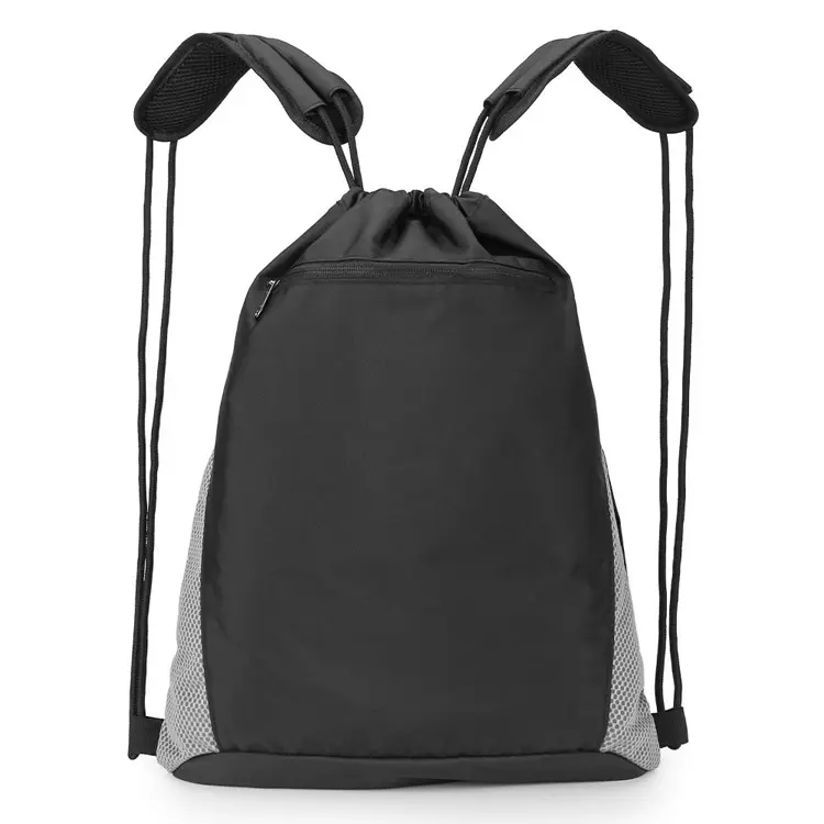 Drawstring Backpack Nylon Sports Gym Waterproof String Bag Cinch Sack Gymsack Water Repellent String Bag with Shoulder Pads