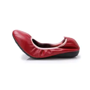 รองเท้าเต้นหนังคลาสสิกสำหรับผู้หญิง,รองเท้าเต้นบัลเลต์ส้นเตี้ยพื้นรองเท้านิ่มสำหรับใส่ไปยิมรองเท้าส้นเตี้ยพับได้สำหรับผู้หญิงรุ่นใหม่