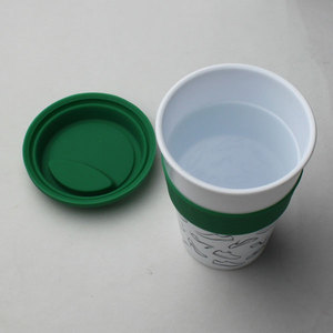 Tasse avec couvercle en PE, <span class=keywords><strong>réutilisable</strong></span>, personnalisé, bon marché, tasse à café blanche unie - Product Image 4