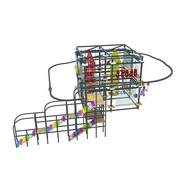 Commercio all'ingrosso Avventuroso Trampolino Coperta Parco Gioco Zip Line e Rollglider Avventura Parco di Divertimenti Cielo Rider