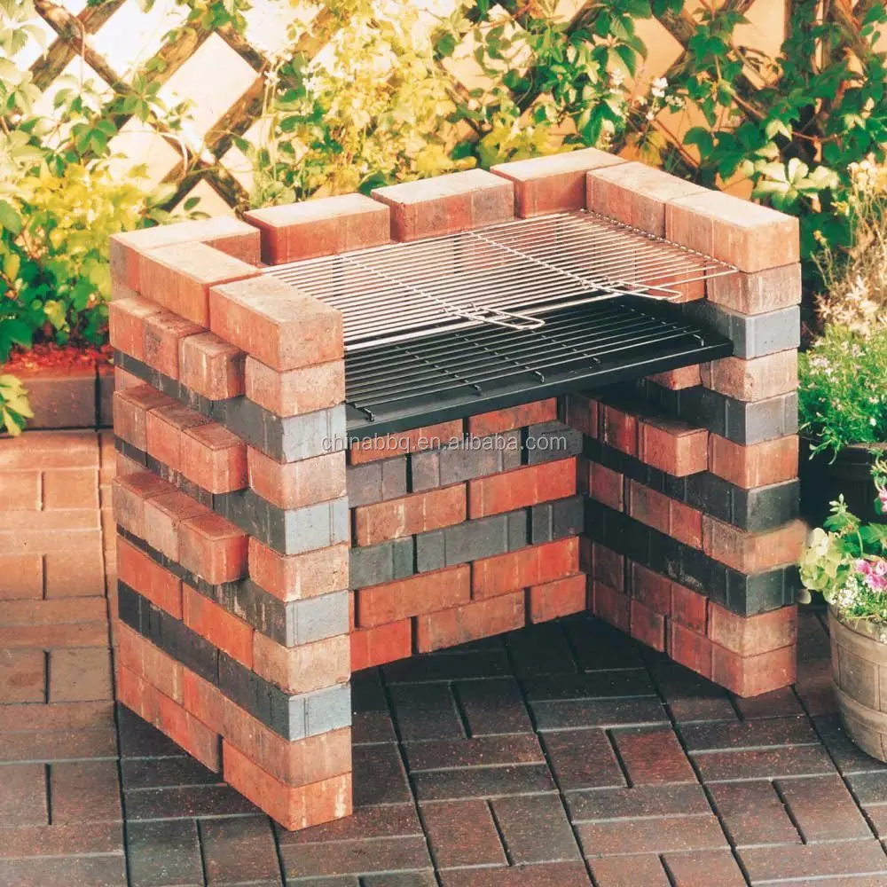 Costruito in mattoni FAI DA TE set barbecue grill bbq del carbone di legna mattonella mattoni griglia per barbecue con griglia di cottura
