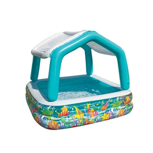 جميل الكرتون منزل مع تغطية تصميم سلامة PVC نفخ الأطفال السباحة حمام سباحة داخلي