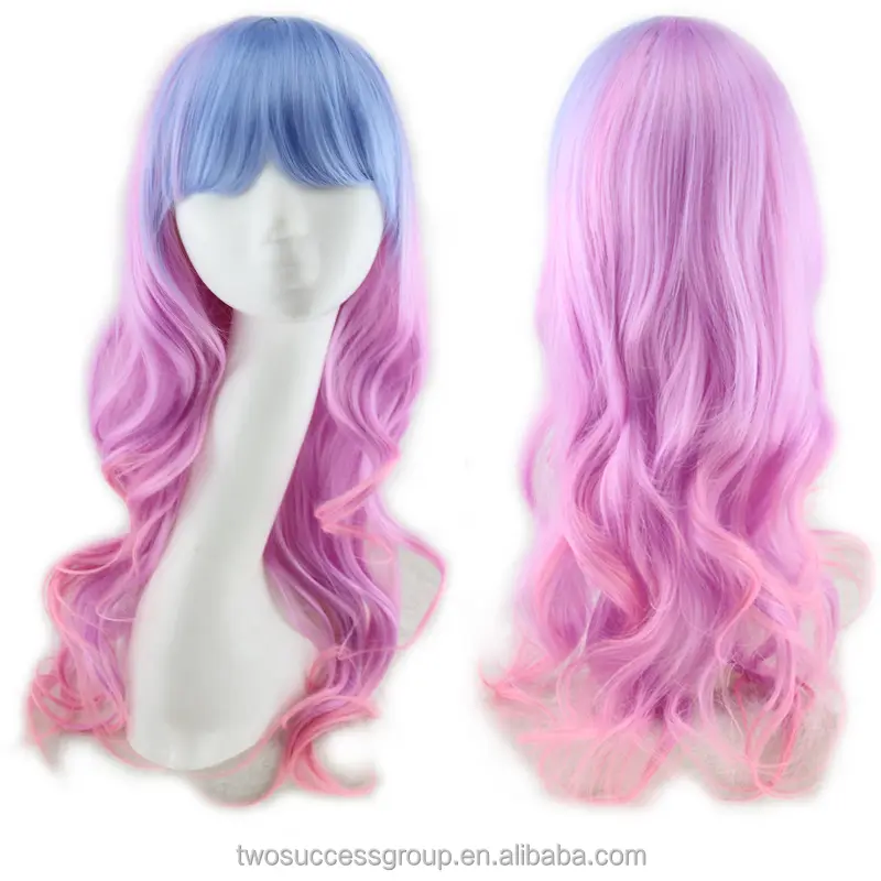 Colorful human hair full lace wig Costume Party Cosplay Synthetic Wig