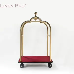 Stainless steel golden color hotel suit case trolley luggage cart