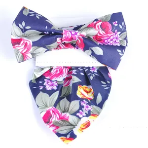 Venta caliente de moda floral bow tie and pocket square set con precio barato