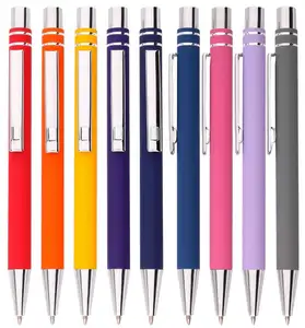 2 in 1 New Marketing Printing Logo Custom Metal Aluminium Alpha Personalized Paragon Pens with Soft Touch Stylus