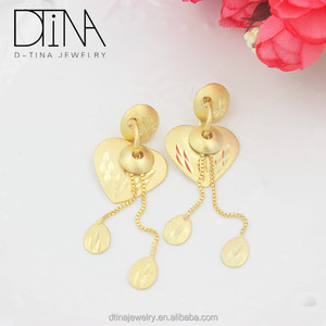 DTINA أزياء 18k مطلية بالذهب الفاخرة المصرية القلب على شكل مجوهرات الشرابة إسقاط أقراط - Product Image 2