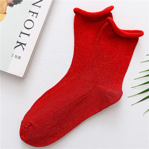 <span class=keywords><strong>Chaussettes</strong></span> coréennes solides à paillettes scintillantes pour femmes sans commande minimale personnalisées - Product Image 3