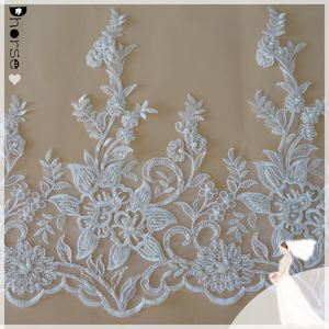 Passamaneria in pizzo ricamato <span class=keywords><strong>bianco</strong></span> per abiti da sposa / Bordure in pizzo con perline per abiti - Product Image 3