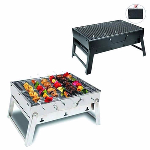 Toptan siyah çelik katlanır barbekü kömürü ızgarası taşınabilir kamp barbekü rafı açık ateş çukuru barbekü ızgara