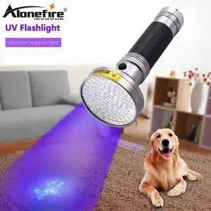 ALONEFIRE Lampu LED 100UV 395-400nm Senter UV Lampu Senter Ultraviolet Kucing Anjing Hewan Peliharaan Urine Deteksi Uang Baterai AA