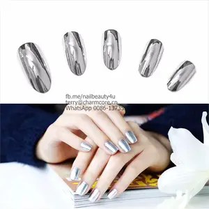 Set cn zhe 2016 fashion 2pc lot 6ml silver nail art sliver mirror effect coat metal tips nail polish art