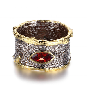 Ensemble de <span class=keywords><strong>bijoux</strong></span> en argent plaqué or vintage avec agate rouge carrée au design original et mignon, vente en gros - Product Image 4
