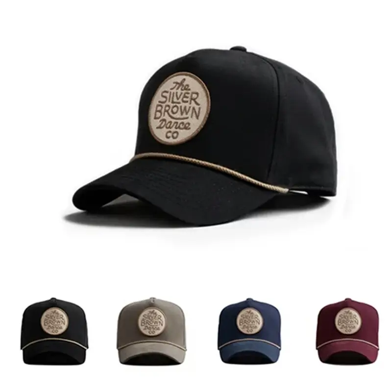 2021 New Style Applique Patch Custom Cap 5 Panel Rope Hat