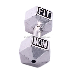 Pendentif perlé haltère haltère haltère en métal écologique <span class=keywords><strong>Crossfit</strong></span> Sport Inspire Train Beyond Pain Fit Mom Gym Life Live Fit - Product Image 2