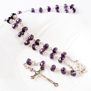 Rosario de Alta Calidad con Cruz <span class=keywords><strong>Cristiana</strong></span>, Cuentas de Cristal Facetadas, Rosarios Religiosos Católicos, Collar al por Mayor - Product Image 6