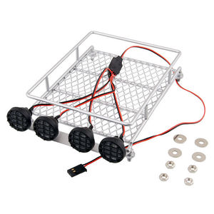 Putih RC Gratis Sanple 1:10 Atap Crawler Bagasi Rak Tray LED Light Bar untuk Tamiya RC Truk Tubuh