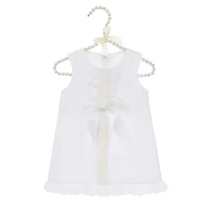 Popular Kids Clothing Children Solid White Clothes Girls Smocked Dress Baby Dress